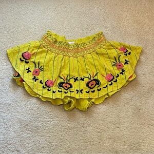 Red Carter Yellow Embroidered Barra Shorts / Skort / Skirt